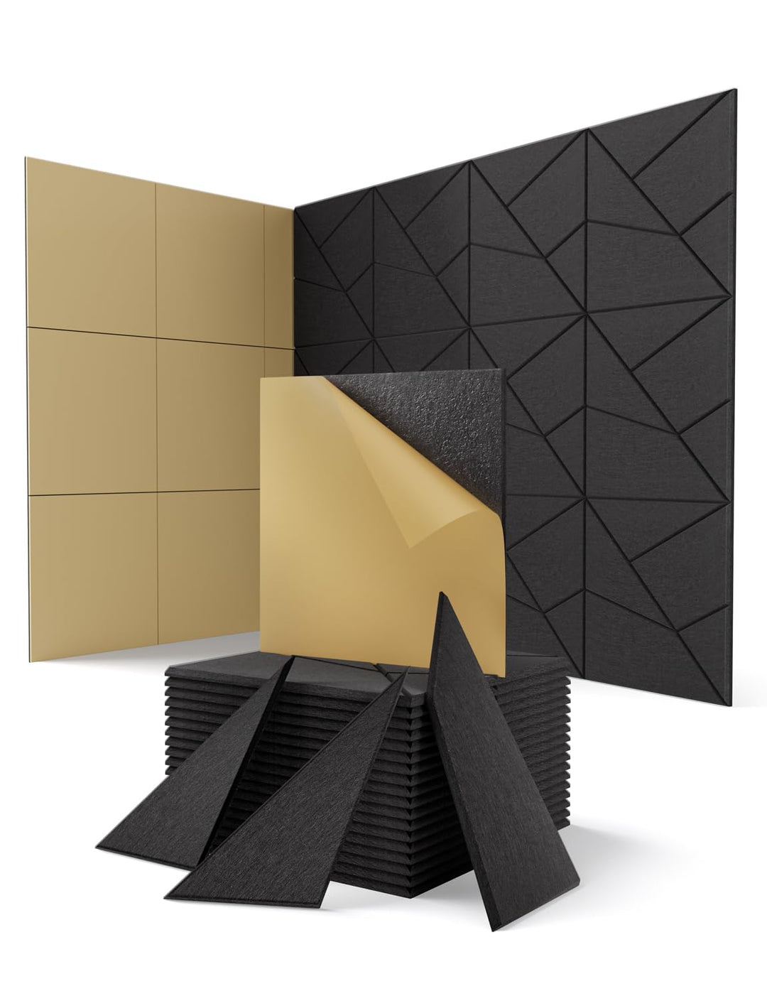 18 Stück Akustikplatten Selbstklebend, Akustik Schallabsorber Panels für Wand & Gaming Zimmer mit Li