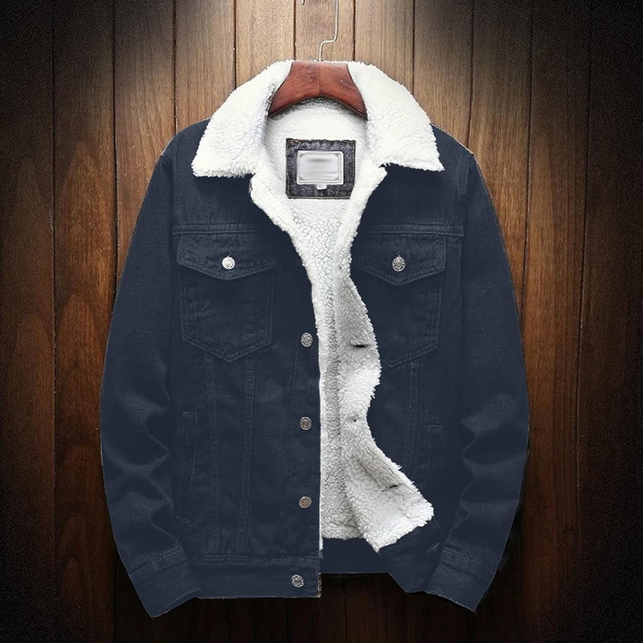 EMATOP Jeansjacke Herren Winter Denim Jacke Warme Gefütterte Cordjacke Mode Revers Jeans Jacken mit
