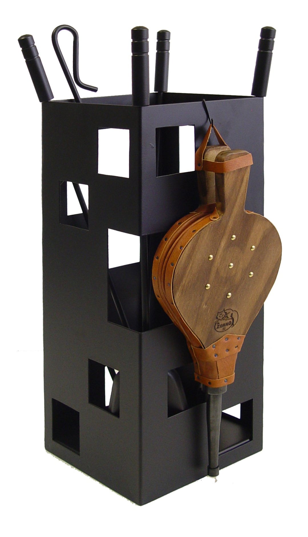 Imex der Fuchs 10042 Nützliche Set für Kamin, quadratisch (Blasebalg, 50 x 20 x 20 cm) schwarz