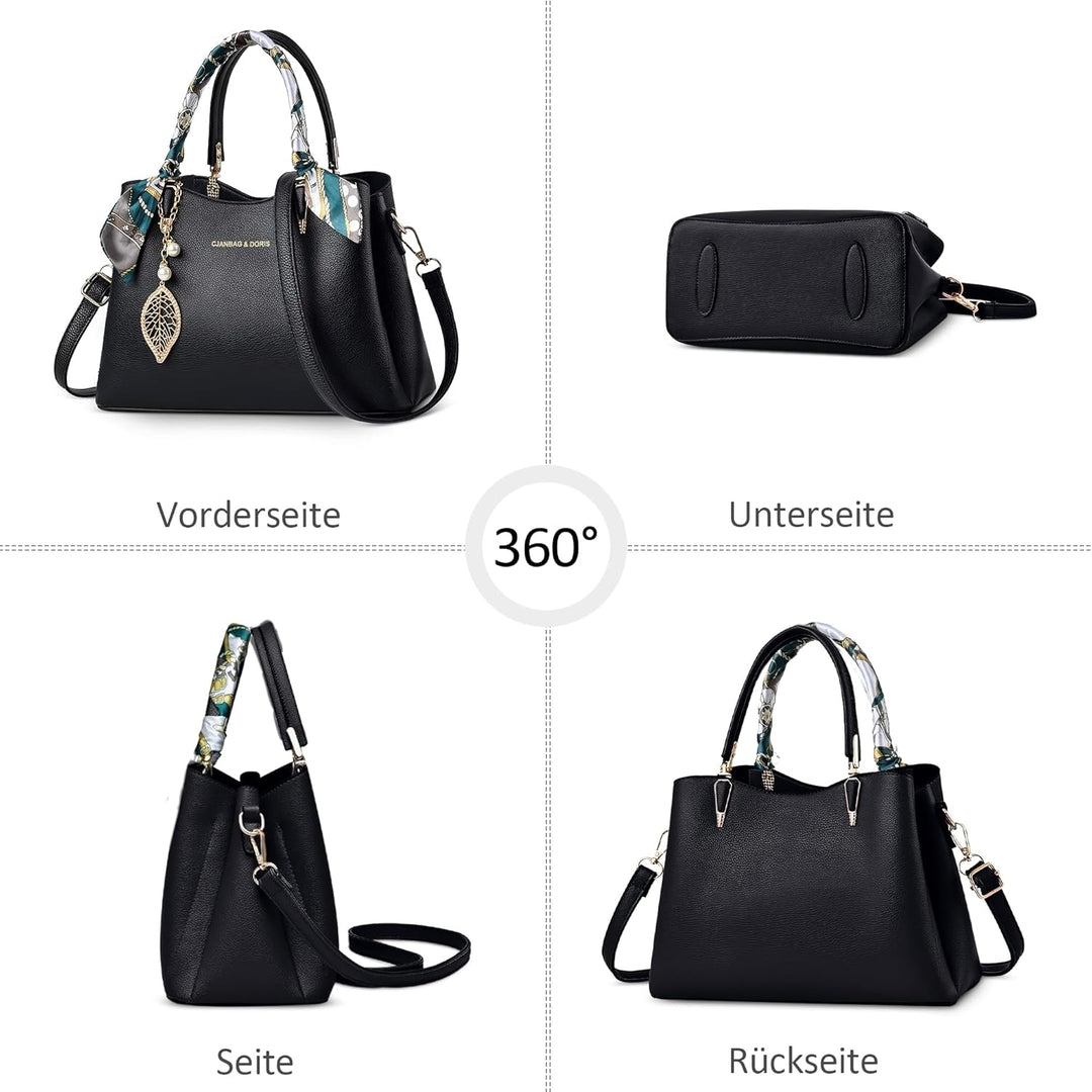 DORRISO Elegant Damen Handtasche Grosse Kapazität Schultertasche mit Einzigartigem Anhänger Umhänget