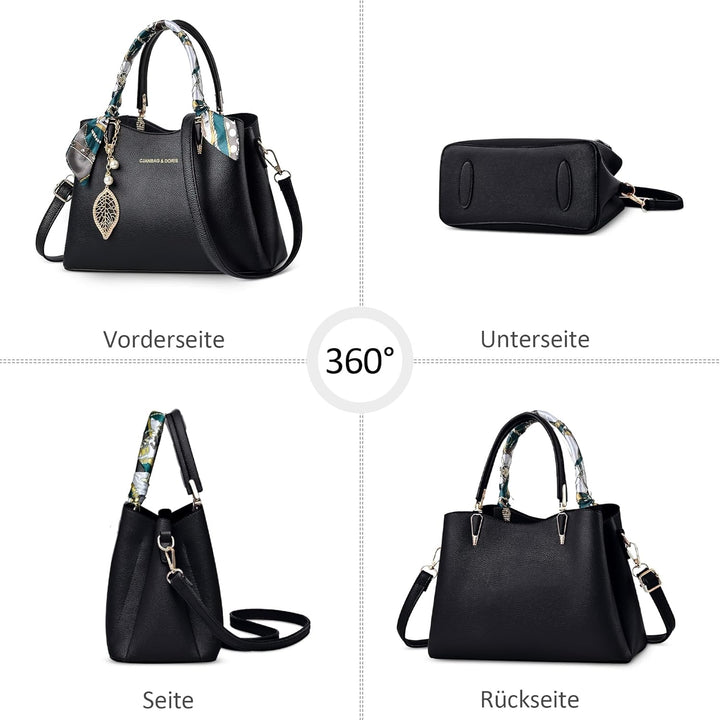 DORRISO Elegant Damen Handtasche Grosse Kapazität Schultertasche mit Einzigartigem Anhänger Umhänget