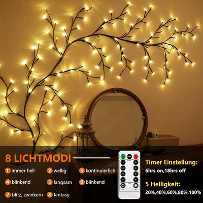 Ciskotu Beleuchtete Willow Vine, Weidenrebe Baum Lichter mit Stecker, 144 LEDs Willow Vine LED Baum,