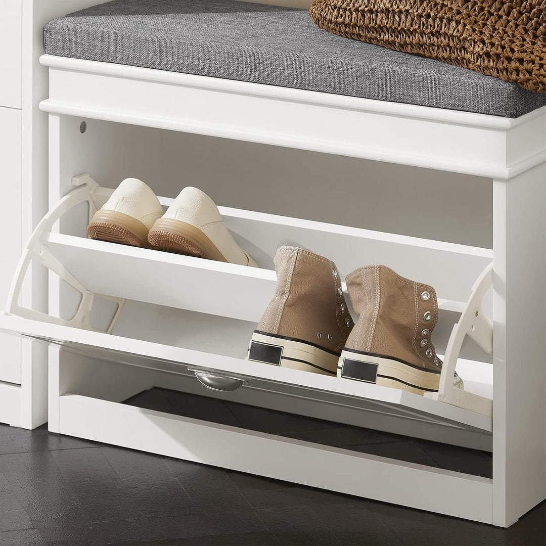 SoBuy Schuhbank mit Sitzkissen und Stauraum Schuhschrank mit Klappe, Schuhregal schmal platzsparende