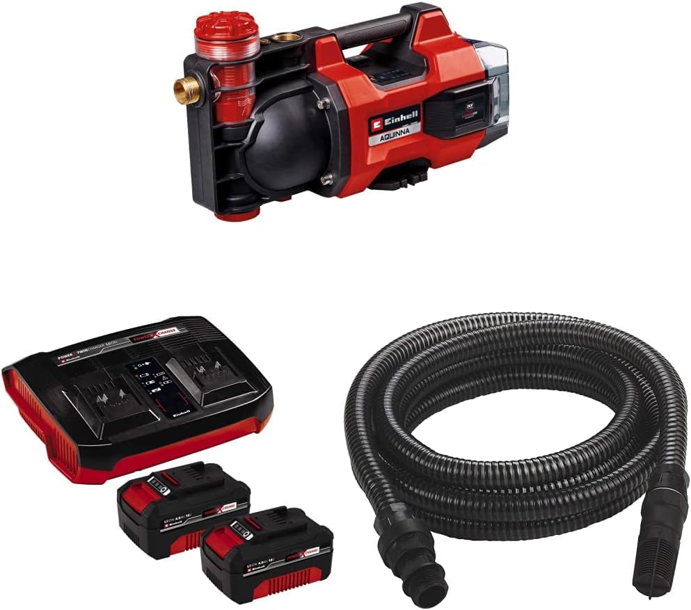 Einhell Akku-Gartenpumpe AQUINNA 36/38 F LED Power X-Change (36 V, max. 3800 L/h Fördermenge, max. 3