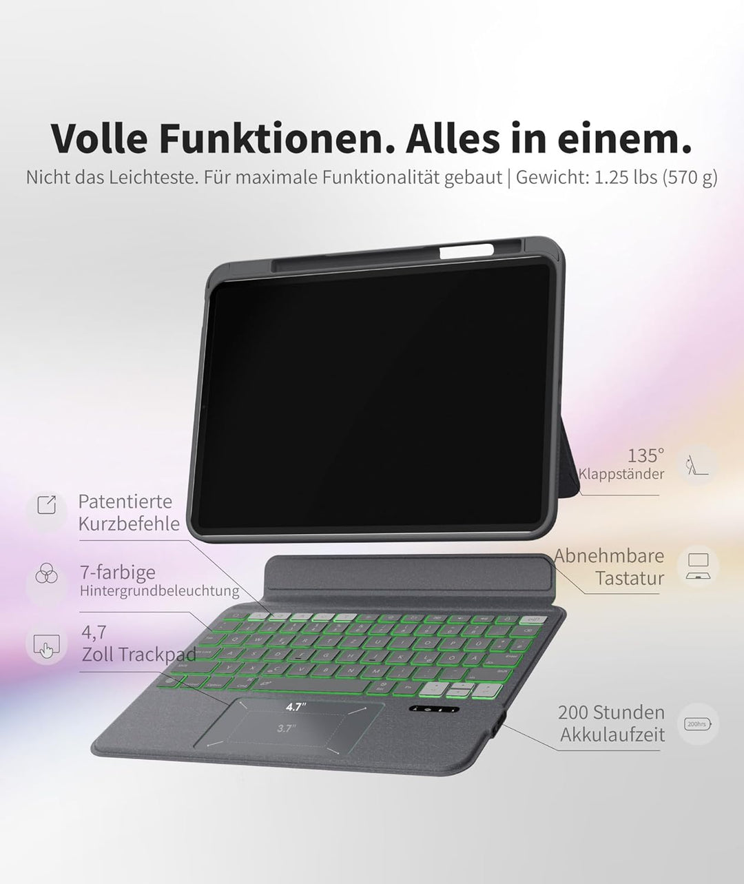 eip Magnetix Tastaturhülle für iPad (A16) 11./10. Gen (2025/2022), mit patentierten Stylus-Shortcuts