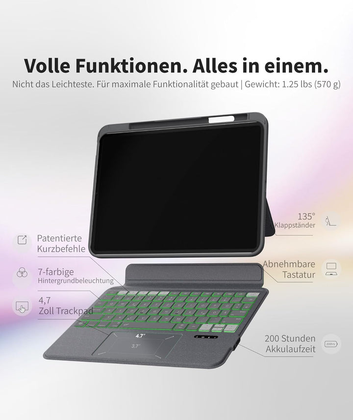 eip Magnetix Tastaturhülle für iPad (A16) 11./10. Gen (2025/2022), mit patentierten Stylus-Shortcuts