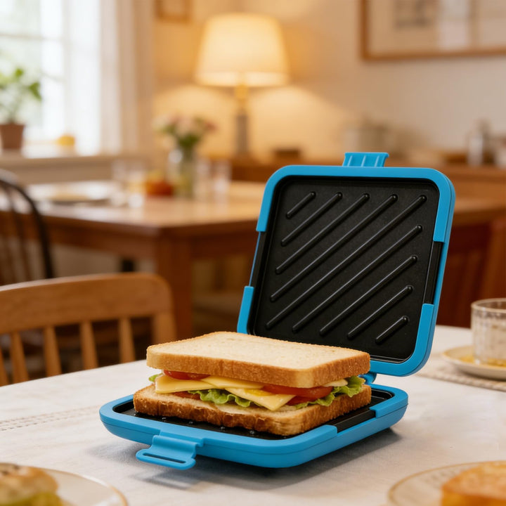 Sandwichmaker Mikrowellen, Silikon Sandwichtoaster 16 x 16 cm, Kontaktgrill Abnehmbare Platten und S