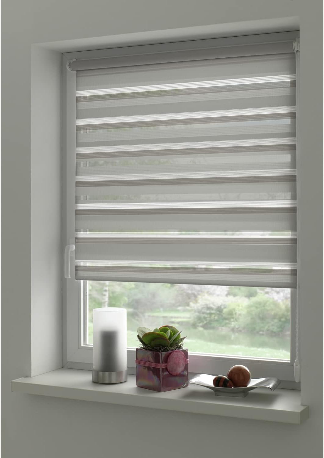 GARDINIA Doppelrollo Shaun zum Klemmen und Kleben, Duo-Rollo/ Seitenzugrollo, Transparente und blick