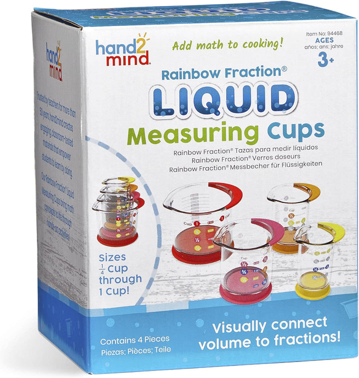 Learning Resources Rainbow Fraction Flüssigkeiten-Messbecher, 4er-Set Messbecher für Kinder, mit Tro