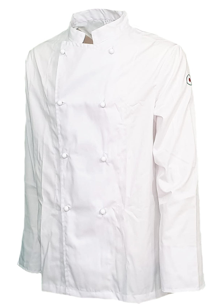 Fratelliditalia Kochjacke Kochkasack Baumwolle Weiss Knöpfe Klassisch geteilt XS bis XXL, S