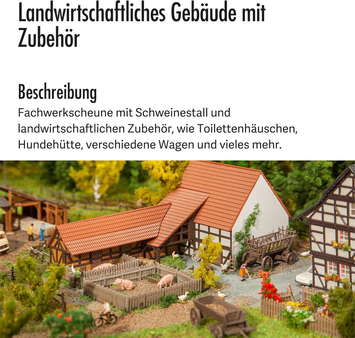 FALLER Landwirtschaftliches Gebäude mit Zubehör Modellbausatz mit 138 Einzelteilen 125 x 57 x 53mm I