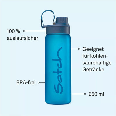 satch Sport Trinkflasche BPA frei 650 ml, Auslaufsicher und Kohlensäure geeignet, für Sport- und Erf