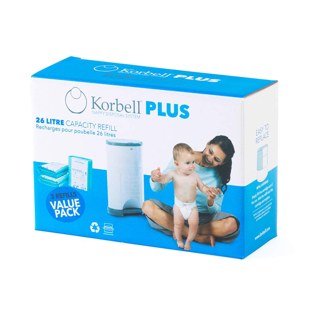 Korbell - Nachfüllpackungen für Windelbehälter - MAXI - 26 L - x3 - Biologisch abbaubar - Geruchskon