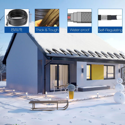 H&G Lifestyles 42M Elektrische Heizband für Dach Schnee Enteisungs Selbstregulierend Heizkabel Frost