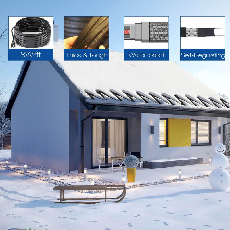 H&G Lifestyles 42M Elektrische Heizband für Dach Schnee Enteisungs Selbstregulierend Heizkabel Frost