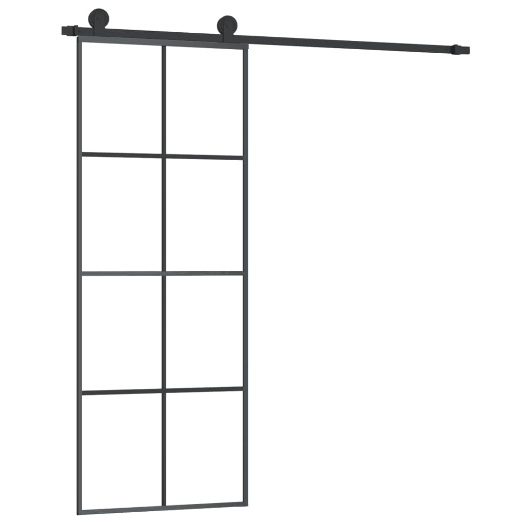 vidaXL Schiebetür mit Beschlag 76x205 cm ESG-Glas & Aluminium 76 x 205 cm/4x2 Scheiben, 76 x 205 cm/