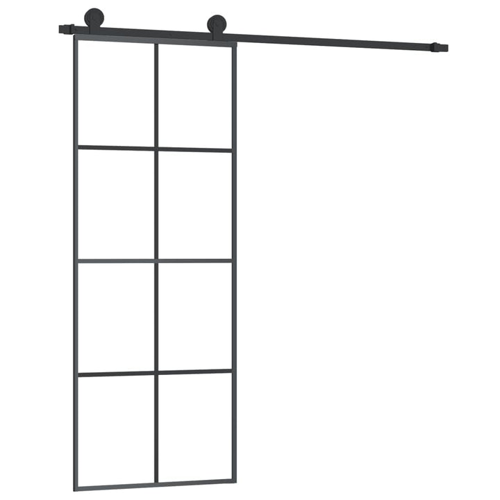 vidaXL Schiebetür mit Beschlag 76x205 cm ESG-Glas & Aluminium 76 x 205 cm/4x2 Scheiben, 76 x 205 cm/