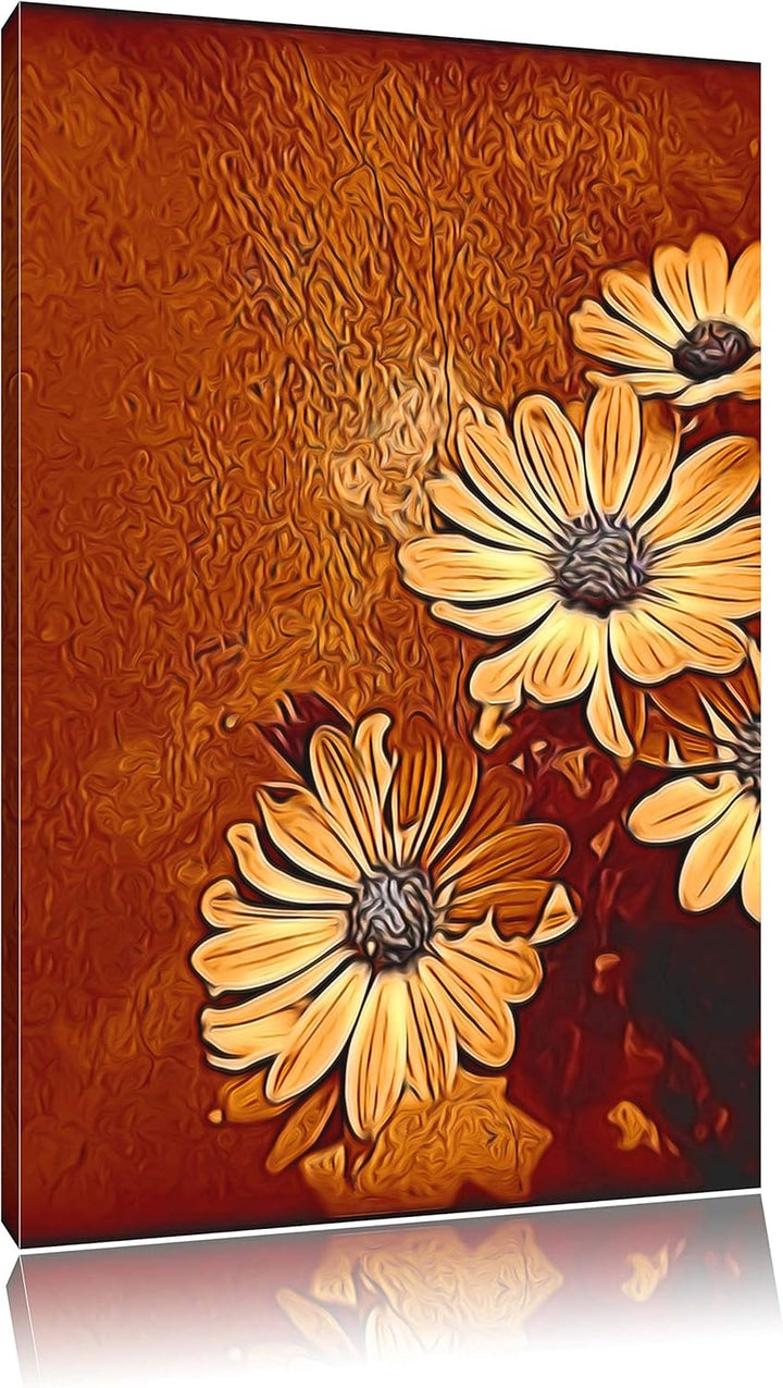 kleine Margareten an Hauswand Deluxe Format: 100x70 cm auf Leinwand, XXL riesige Bilder fertig gerah