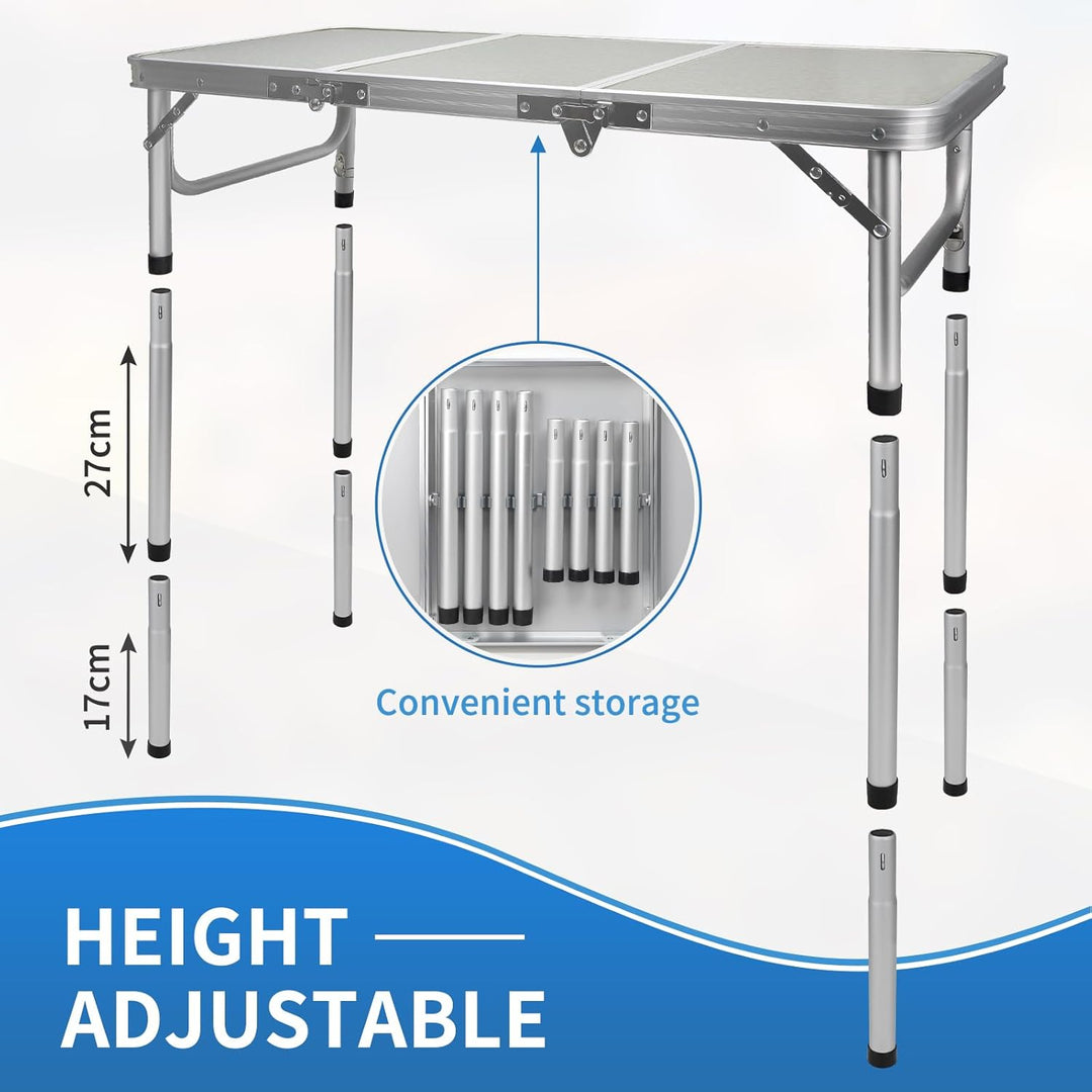 CPROSP Campingtisch Klappbar 90 * 40cm, Koffertisch Camping Faltbar, Camping Tisch, Markttisch Höhen