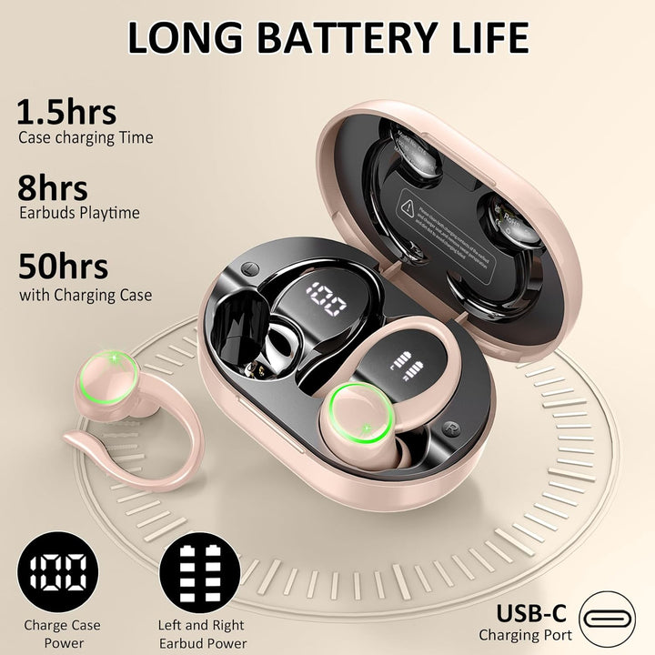 2026 Bluetooth Kopfhörer Sport, Kopfhörer Kabellos Bluetooth 5.4 Hi-Fi Stereo, 50 Std In Ear Kopfhör