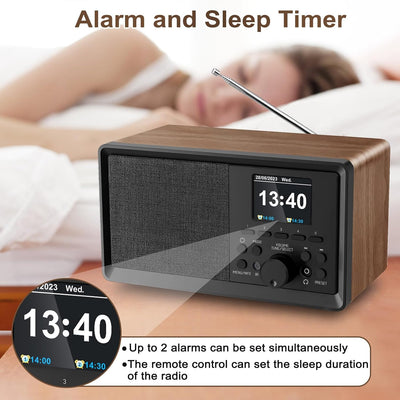 Sentasi DAB Radio/DAB+ mit Bluetooth 5.0 FM-Digitalradio Nostalgieradios Tragbarer Holz Retro Radio