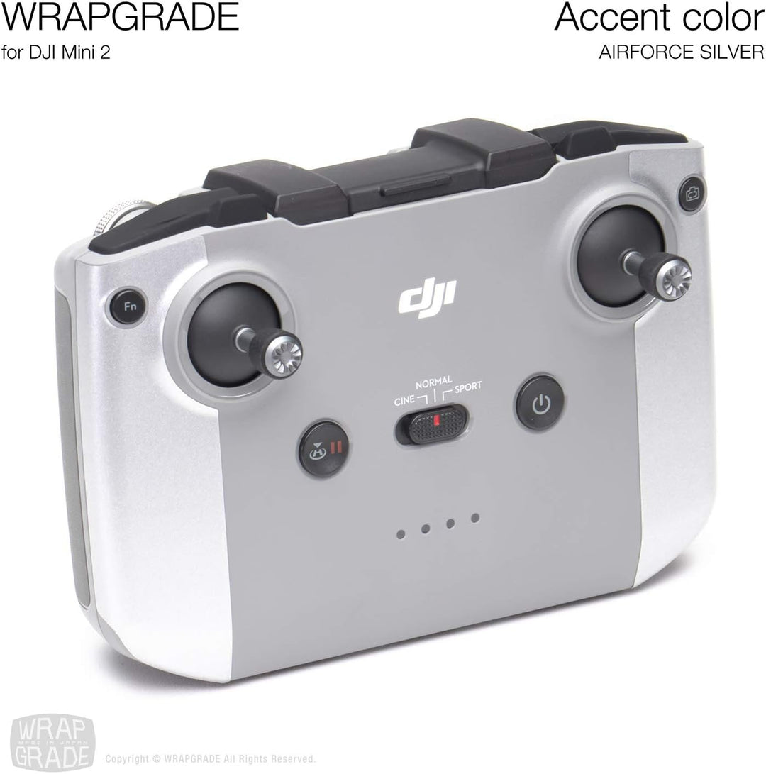 Wrapgrade Skin Sticker Set Kompatibel mit DJI Mini 2 | Akzentfarbe (AIRFORCE SILVER), Airforce Silve