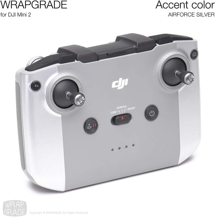 Wrapgrade Skin Sticker Set Kompatibel mit DJI Mini 2 | Akzentfarbe (AIRFORCE SILVER), Airforce Silve