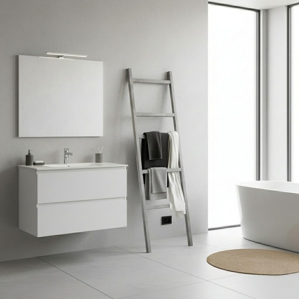 ARHome Dekorative Leiter Urban, 160 x 50 cm, Heller Beton, Handtuchhalter, Made in Italy Heller Zeme