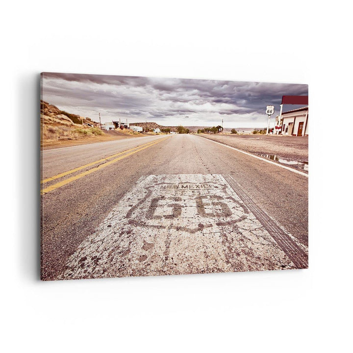 Bilder auf Leinwand 100x70cm Leinwandbild mit Rahmen USA Route 66 Reise Gross Wanddeko Bild Schlafzi
