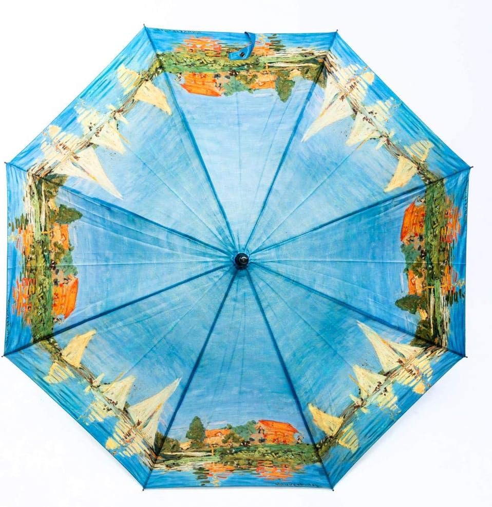 LUCKYWEATHER Regenschirm Stockschirm Damen/Herren Motiv Regatta bei Argenteuil Auf-Automatik I Stock