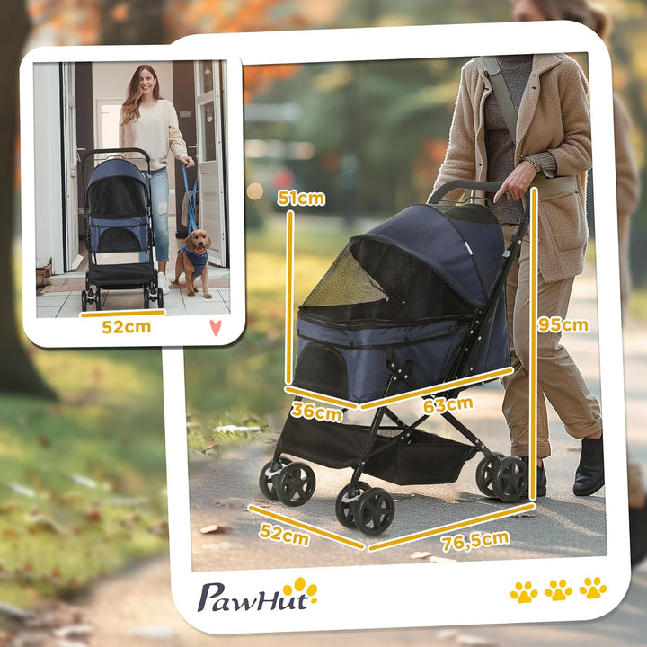PawHut Hundebuggy Hundewagen Buggy für kleine Hunde und Katzen Haustierwagen Pet Stroller Katzenbugg