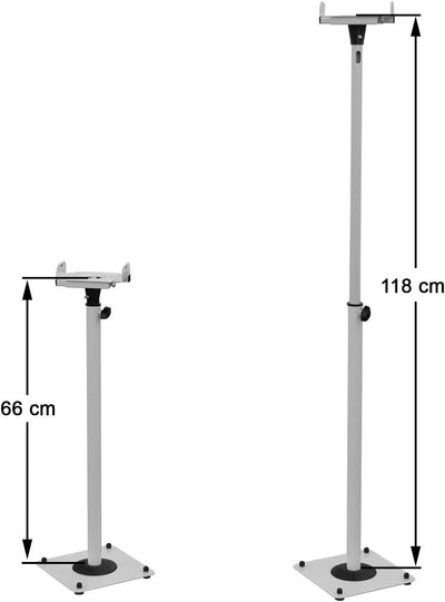 Drall Zwei weisse Lautsprecher Stative Audio Monitore Satelliten Ständer höhenverstellbar mit Kabelk