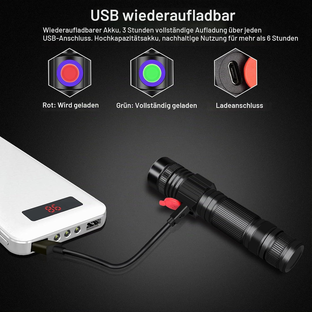 DARKBEAM UV Taschenlampe Schwarzlicht Aufladbar, Woodsche Lampe Schwarzlichttaschenlampen Ultraviole