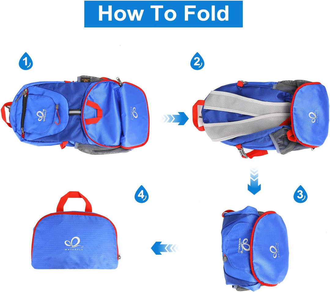 WATERFLY Ultraleicht Faltbar Klein Rucksack: 20L Leicht Packable Wanderrucksack Tagesrucksack Trekki