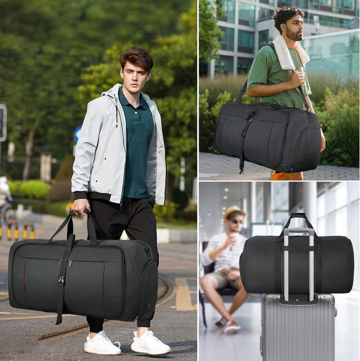 NUBILY Faltbare Reisetasche Gross 80L Sporttasche Herren Damen mit Schuhfach Leichter Reisetaschen W