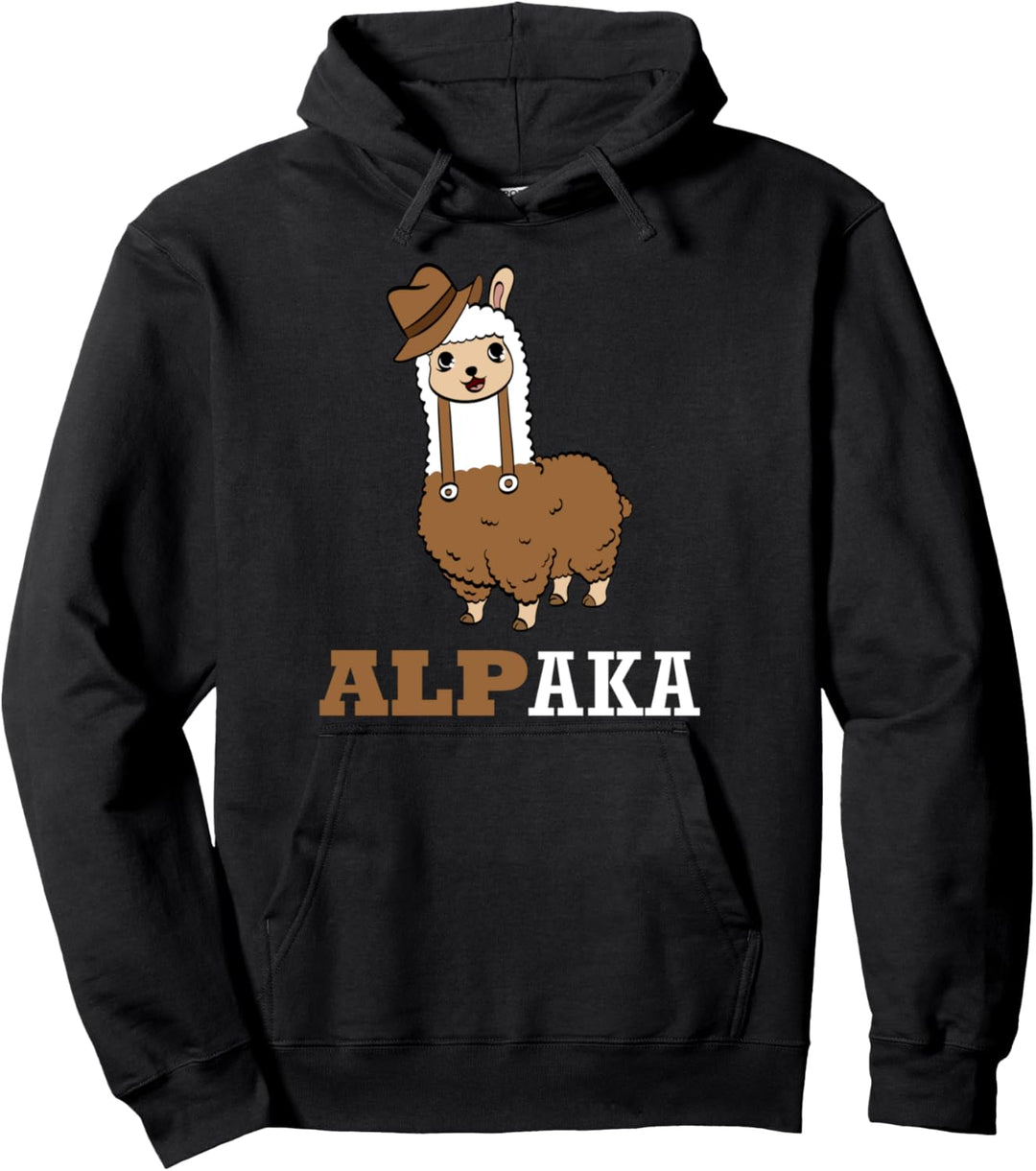 Alpaka Lama Gift lustiges Alpaca mit Lederhose und Hut Pullover Hoodie