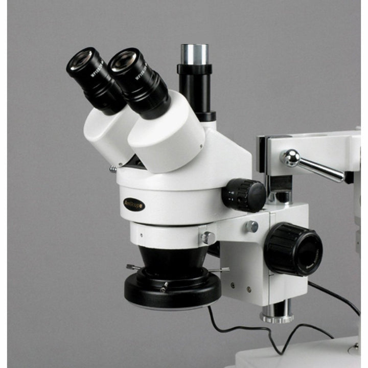 AmScope SM-4TY-144A Trinokulares Stereomikroskop mit 4-Zonen-144-LED-Ringlicht, 7X-90X, Weiss