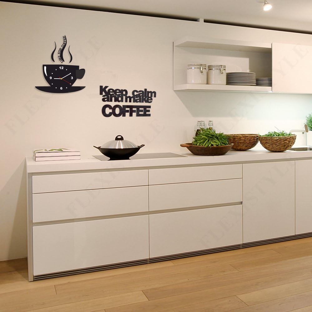 TASSE Time for coffee (Zeit für Kaffee) Moderne Küche Wanduhr weiss, 3d römisch, wanduhr deko, Weiss