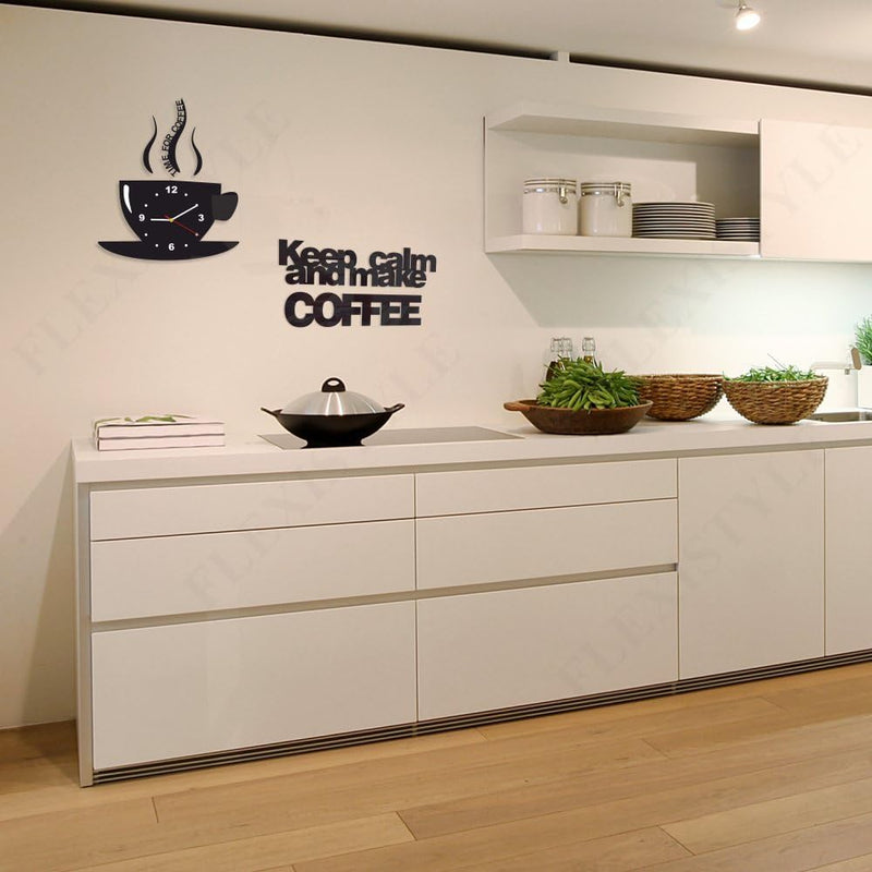 TASSE Time for coffee (Zeit für Kaffee) Moderne Küche Wanduhr weiss, 3d römisch, wanduhr deko, Weiss