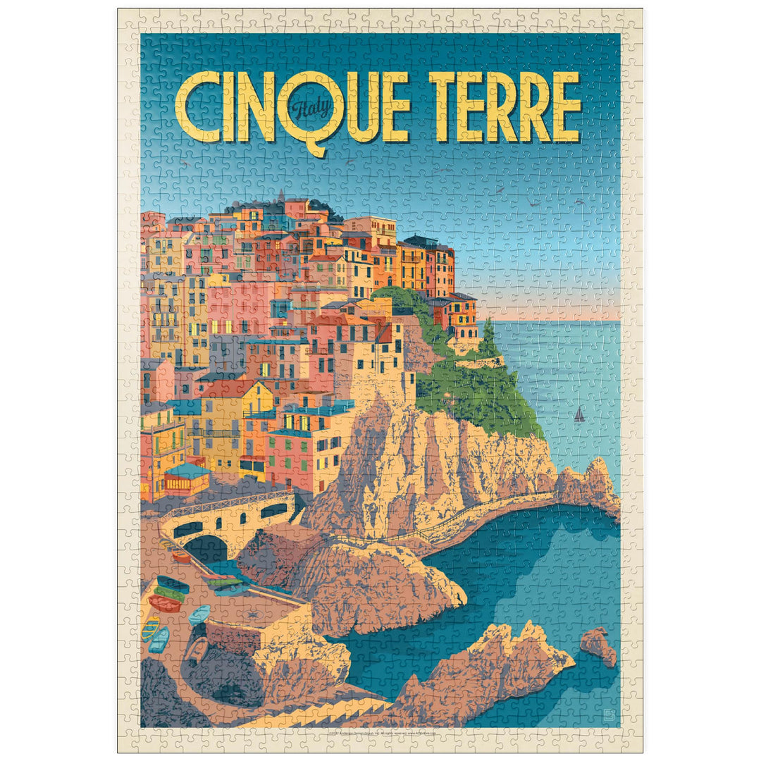 Italien: Cinque Terre, Vintage Poster - Premium 1000 Teile Puzzle - MyPuzzle Sonderkollektion von An
