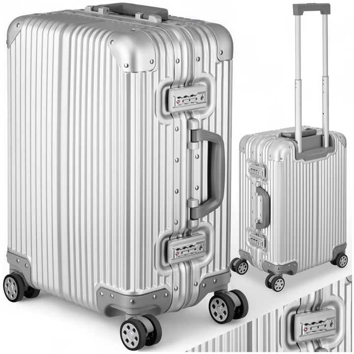 tectake® Alu Handgepäck Koffer 20" 36L Reisekoffer, 2 TSA-Schlösser, Teleskopgriff, 4 leise Rollen,