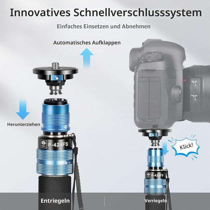 SIRUI P-424FS Kohlefaser-Kamera-Einbeinstativ-Kit, 168,4cm Hochleistungs-Profi-Video-Einbeinstativ m