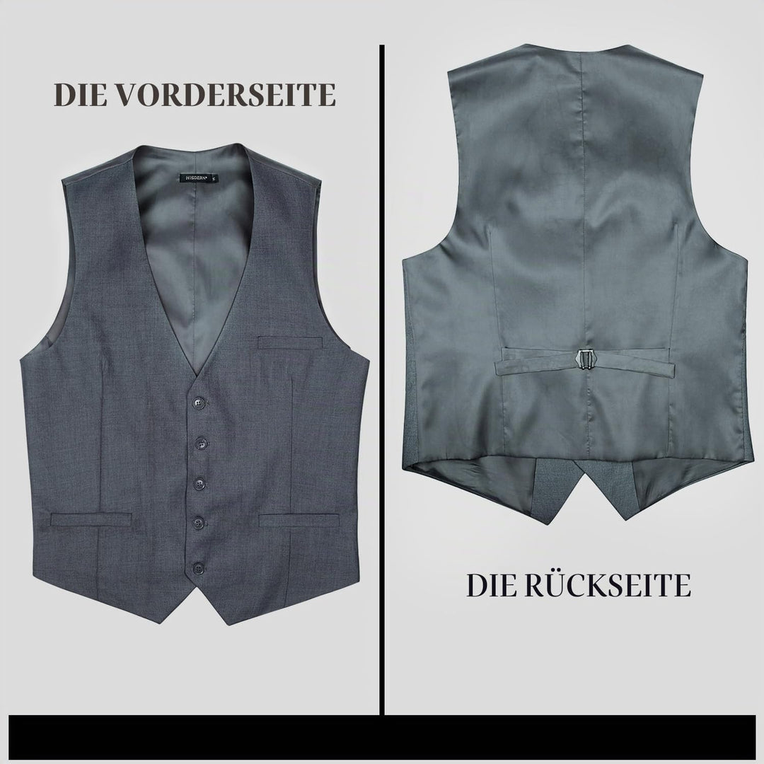 HISDERN Herren Formale Hochzeit Party Weste Baumwolle Einfarbig Weste XS Grau-1, XS Grau-1