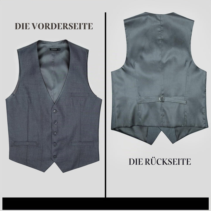 HISDERN Herren Formale Hochzeit Party Weste Baumwolle Einfarbig Weste XS Grau-1, XS Grau-1