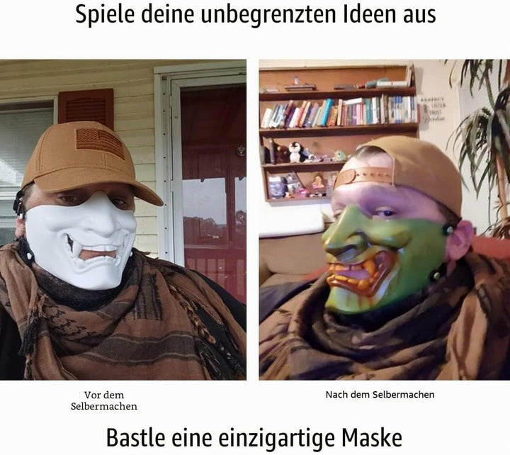 AOUTACC Airsoft Half Face Masks, Evil Demon Monster Kabuki Samurai Hannya Oni Half Face Protective M