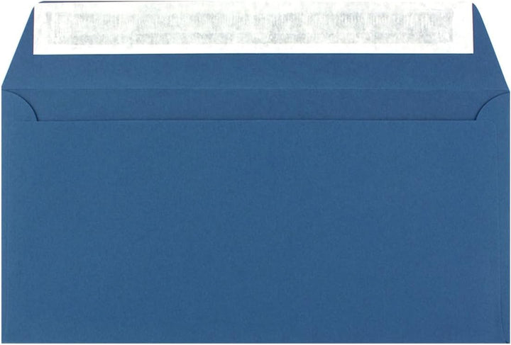150 Brief-Umschläge DIN Lang - Royalblau/Königsblau - 110 g/m² - 11 x 22 cm - sehr formstabil - Haft