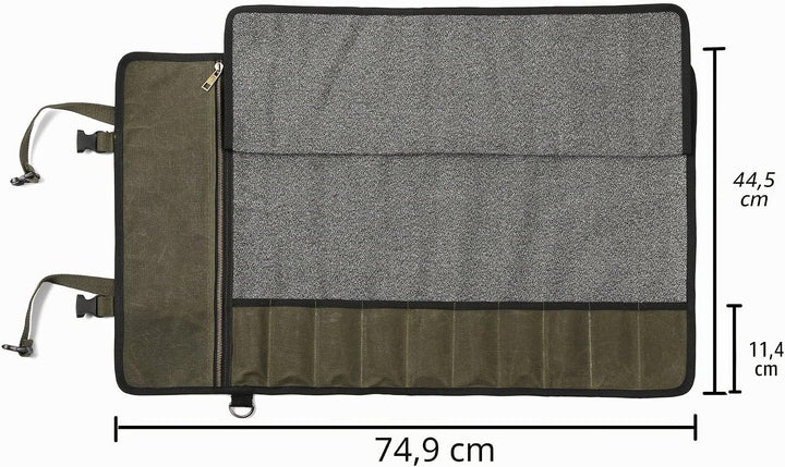 Professionelle Kochmessertasche mit schnittfestem Material, strapazierfähigem, gewachstem 16-Unzen-S
