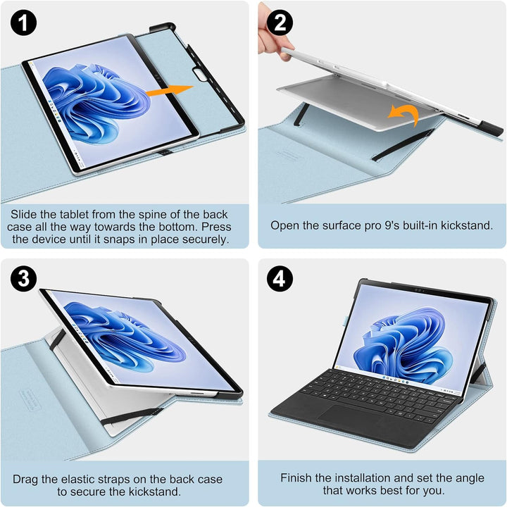 Fintie Hülle für Microsoft Surface Pro 9 13 Zoll (2022) - Multi-Sichtwinkel Hochwertigem Kunstleder
