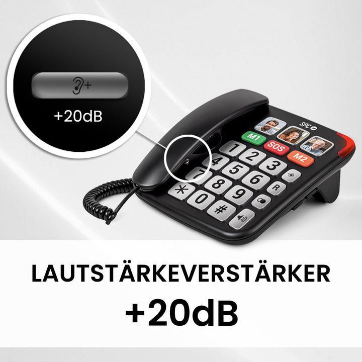 SPC Comfort Numbers Pro - Senioren-Festnetztelefon mit grossen Tasten und lautem Klingeln | Verstärk