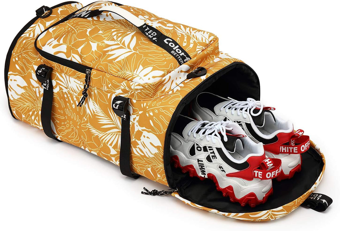 Sporttasche, Rucksack, 4-Wege-wasserdicht, mit Schuhfach für Reisen, Sport, Wandern, Laptop, senfgel